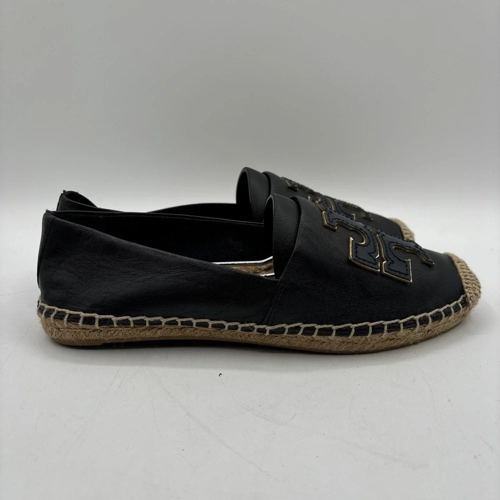 Tory Burch Ines Espadrille Women's 7 Navy Blue Leather‎ Loafer Flats Resort Chic